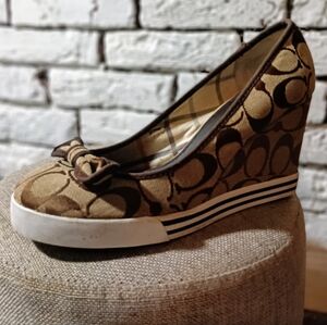 Coach wedges, size 7, tan & brown